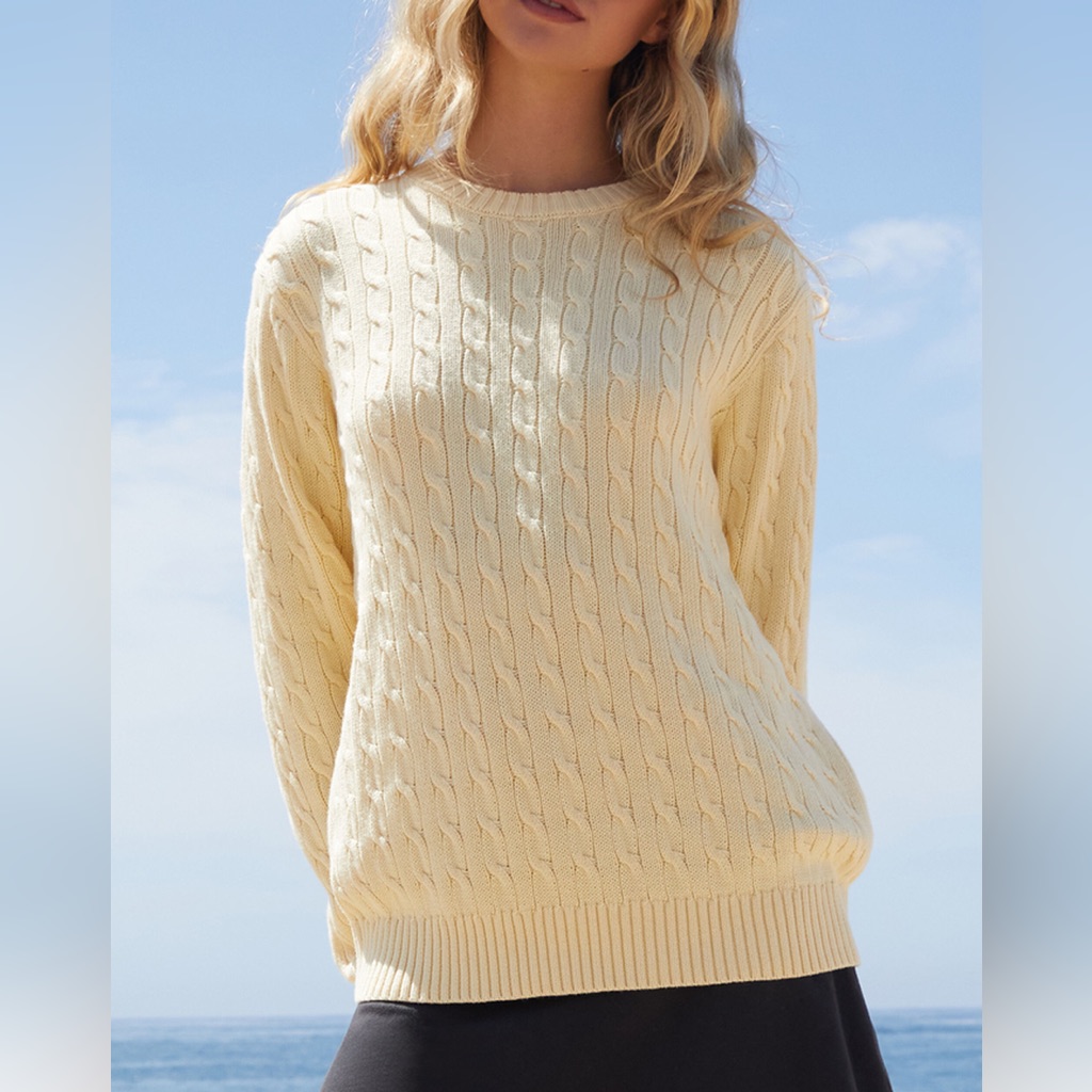 Brandy Melville John Galt Yellow Cable Knit Sweater One Size